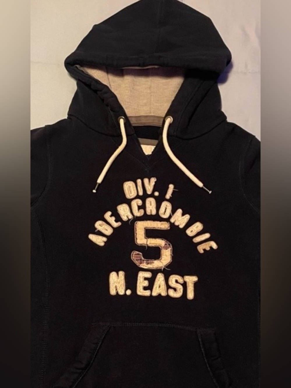 Vintage Abercrombie & Fitch Women’s Pullover Hoodie - SMALL - Dark Blue | Y2K